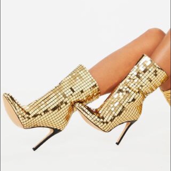 ⚡️🖤NEVER WORN Gold Disco Ball Ankle Boot - Picture 2 of 4